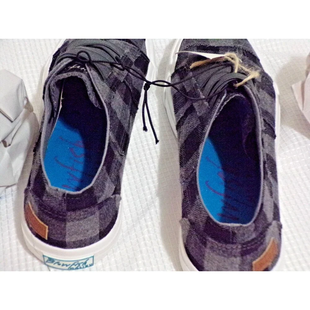 Blowfish Checkered Women's Loafers Gray & Black w/White Soles Size 10M Slip On's